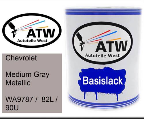 Chevrolet, Medium Gray Metallic, WA9787 /  82L / 90U: 1L Lackdose, von ATW Autoteile West.
